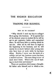 Cover of: The higher education as a training for business by Harry Pratt Judson