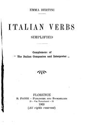 Italian verbs simplified by Emma Bertini