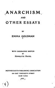 Cover of: Anarchism and other essays by Emma Goldman