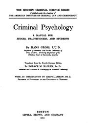 Cover of: Criminal psychology by Hans Gross