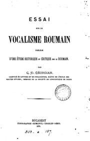 Cover of: Essai sur le vocalisme roumain by C. D. Géorgian