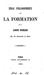 Cover of: Essai philosophique sur la formation de la langue française