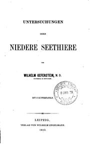 Cover of: Untersuchungen ueber niedere Seethiere
