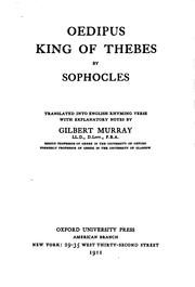 Cover of: Oedipus, king of Thebes by Sophocles