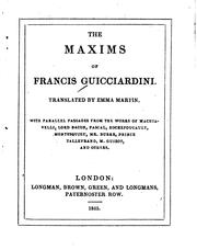 Cover of: The maxims of Francis Guicciardini