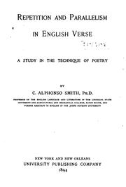 Cover of: Repetition and parallelism in English verse: a study in the technique of poetry