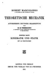 Cover of: Theoretische Mechanik by Roberto Marcolongo