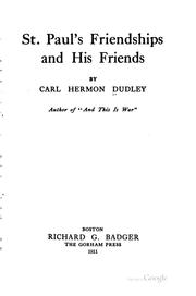 Cover of: St. Paul's friendships and his friends
