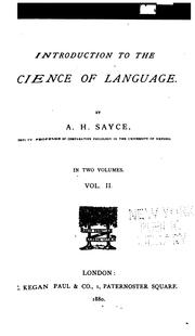 Cover of: Introduction to the science of language.