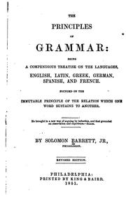 Cover of: The principles of grammar by Solomon Barrett
