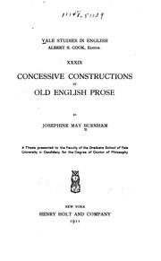 Cover of: Concessive constructions in Old English prose.