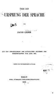 Cover of: Über den Ursprung der Sprache by Brothers Grimm