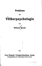 Cover of: Probleme der Völkerpsychologie by Wilhelm Max Wundt