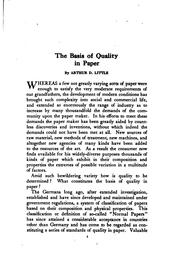 Cover of: The basis of quality in paper