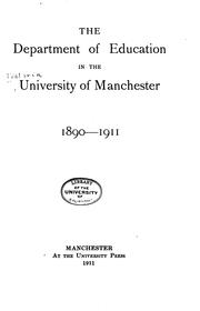 Cover of: The department of education in the University of Manchester, 1890-1911.