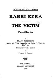 Cover of: Rabbi Ezra ; The victim: two stories