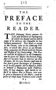 Cover of: The life of Pythagoras: with his Symbols and Golden verses.   Together with the life of Hierocles, and his commentaries upon the verses.  Collected out of the choicest manuscripts, and tr. into French, with annotations.