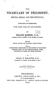 Cover of: The vocabulary of philosophy, mental, moral and metaphysical by Fleming, William