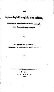 Cover of: Die Sprachphilosophie der alten