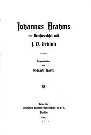 Cover of: Johannes Brahms im briefwechsel mit J. O. Grimm