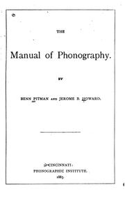 Cover of: The manual of phonography