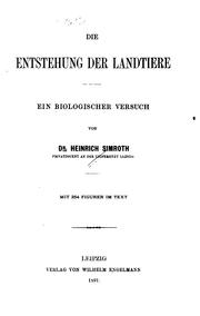 Cover of: Die Entstehung der Landtiere by Heinrich Simroth