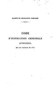 Cover of: Code d'instruction criminelle autrichien
