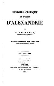 Cover of: Histoire critique de l'école d'Alexandrie