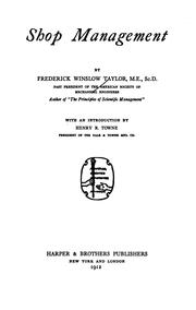 Cover of: Shop management by Frederick Winslow Taylor
