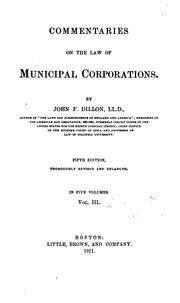 Cover of: Commentaries on the law of municipal corporations.