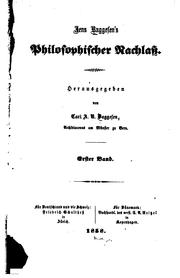 Cover of: Jens Baggesen's philosophischer nachlass.