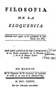 Cover of: Filosofia de la eloquencia ...