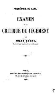 Cover of: Philosophie de Kant. by Jules Romain Barni
