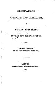 Cover of: Observations, anecdotes, and characters, of books and men.