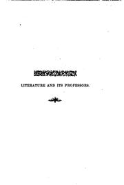 Cover of: Literature and its professors.