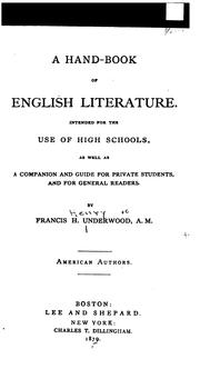 Cover of: A hand-book of English literature: intended for the use of high schools, as well as a companion and guide for private students, and for general readers
