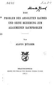 Cover of: Das problem des absoluten raumes und seine beziehung zum allgemeinen raumproblem