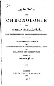 Die chronologie des Simeon Šanqlâwâjâ by Müller, Friedrich Wilhelm Karl