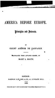 Cover of: America before Europe. by Gasparin, Agénor comte de