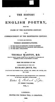 Cover of: The history of English poetry by Warton, Thomas
