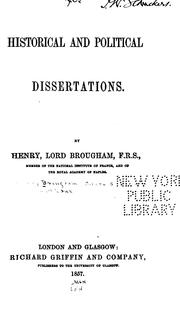 Cover of: Historical and political dissertations.