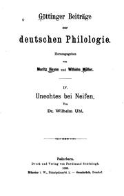 Cover of: Göttinger Beiträge zur deutschen Philologie. by Hrsg. von Moritz Heyne und Wilhelm Müller ...