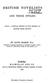 Cover of: British novelists and their styles: being a critical sketch of the history of British prose fiction