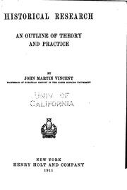 Cover of: Historical research by John Martin Vincent
