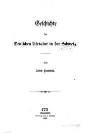 Cover of: Geschichte der deutschen literatur in der Schweiz.