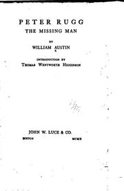 Cover of: Peter Rugg, the missing man by Austin, William