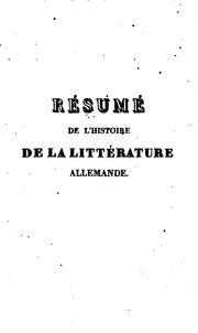 Cover of: Résumé de l'histoire de la littérature allemande