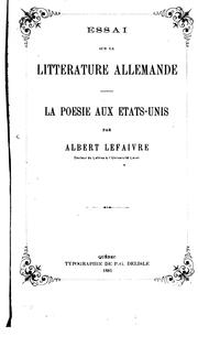 Cover of: Essai sur la littérature allemande. by A. Lefaivre