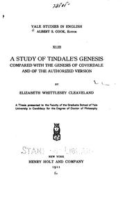 A study of Tindale's Genesis by Elizabeth Whittlesey Cleaveland