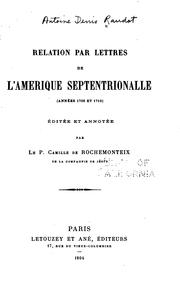 Cover of: Relation par lettres de l'Amérique Septentrionalle (années 1709 et 1710)